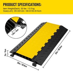VEVOR 5 Channel Rubber Electrical Wire Cable Ramp Guard Warehouse Cord Protector