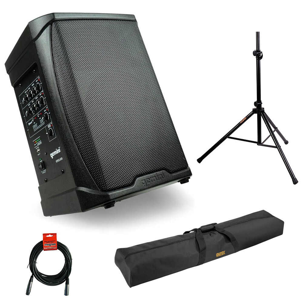 Gemini Sound GPSS-650 Professional Grade Ultra-Portable w/ Stand, Bag & XLR KIT