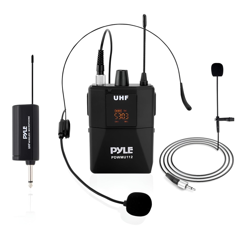 Pyle UHF Wireless Microphone System Kit – Portable Professional Black