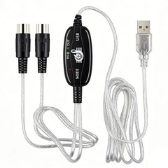 2pcs USB IN-OUT For MIDI Cable Converter 5-Pin to PC Music Keyboard Adapter Cord