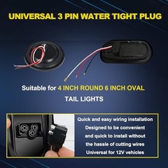 4PCS 3 Pin Trailer Light Connector, 3 Wire Plug Truck Trailer Light Plug,