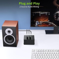 Compact RCA Stereo Audio Mixer with Gold-Plated Connections for Superior Sound