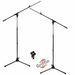 GRIFFIN Tripod Microphone Boom Stand 2 PACK – Telescoping Mic Studio Arm Mount