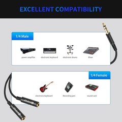 High-Quality 1/4″ TRS Splitter Cable 30cm – Gold Plated for Superior Sound