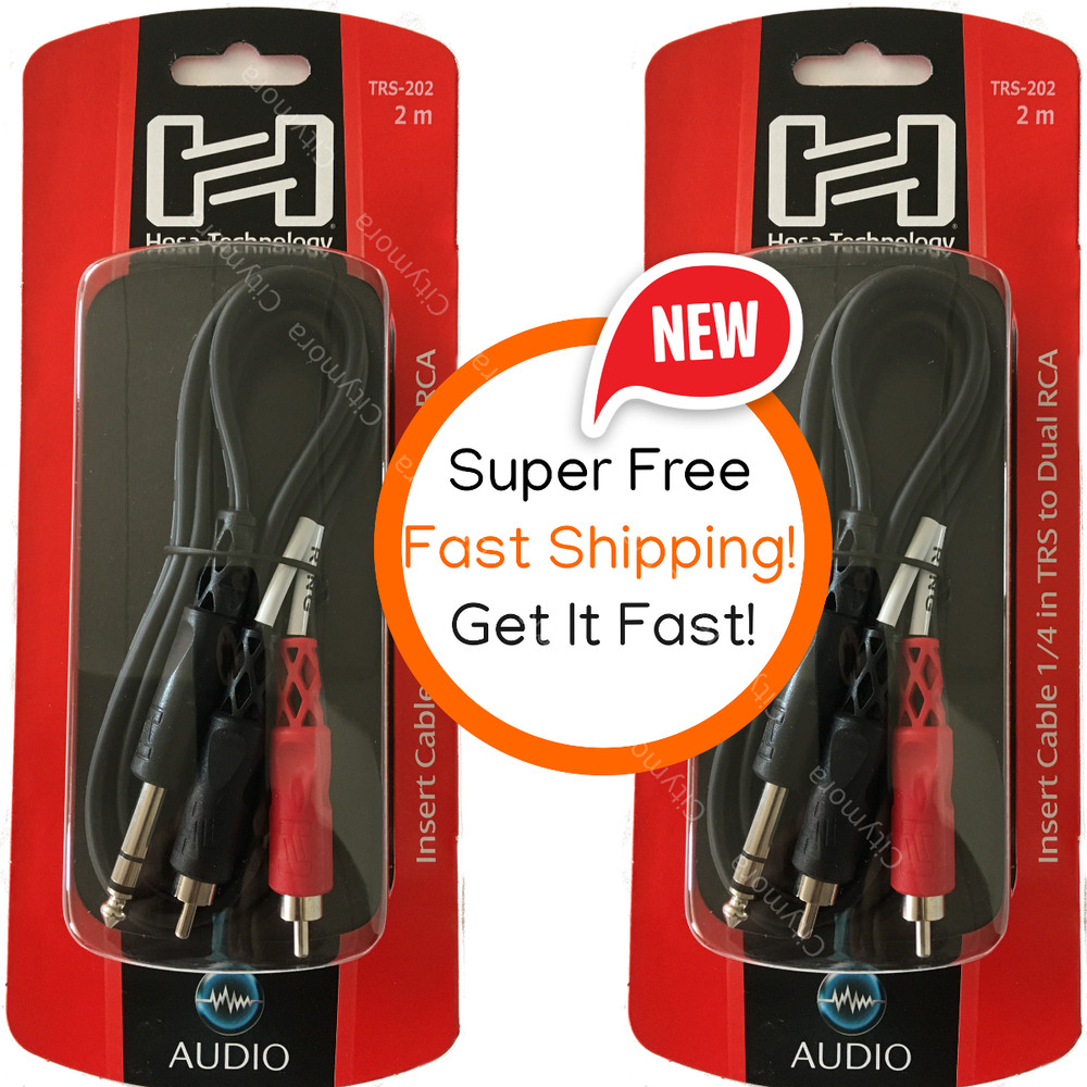 2 Pack Hosa TRS-202 6.56 ft Channel Insert Mixer Cable 1/4″ in TRS to Dual RCA