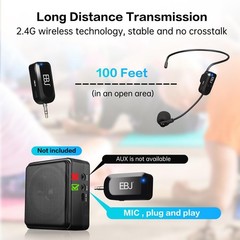 2.4G Wireless Headset Mic and Handheld Mic 2 in 1, 30m Stable Transmission, D…