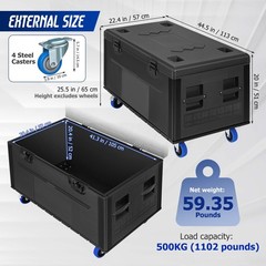 44″x22″x25″ Heavy Duty ATA Cable Trunk Flight Case Stackable for DJ Stage Gear