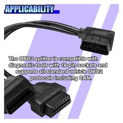 ZIMISI Right Angle OBD2 Splitter, 16 Pin 1 Male to 2 Female OBD2 Black