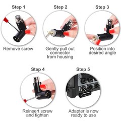 4pcs HQRP 3-Pin XLR Angle Adapter Dual Male & Female 4 Adjustable Angle Position