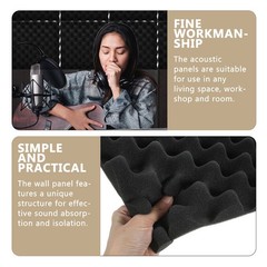 6Pcs Black Acoustic Panels Soundproofing Wall Pads for Speaker Isolation