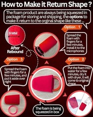 Pop Filter Foam Windscreen for SM7B, MV7, MV7X – Red Replacement with Seal