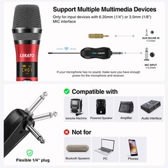 LEKATO UHF Wireless Microphone Cordless Metal Dual Handheld Dynamic 25 channels