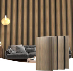 4-Pack Walnut Acoustic Wood Slat Panels 47″x24″ – Wall & Ceiling Noise Reduction