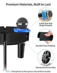Multi Microphone Holder for Mic Stand – 2025 Upgrade Circular Tray with Foam …
