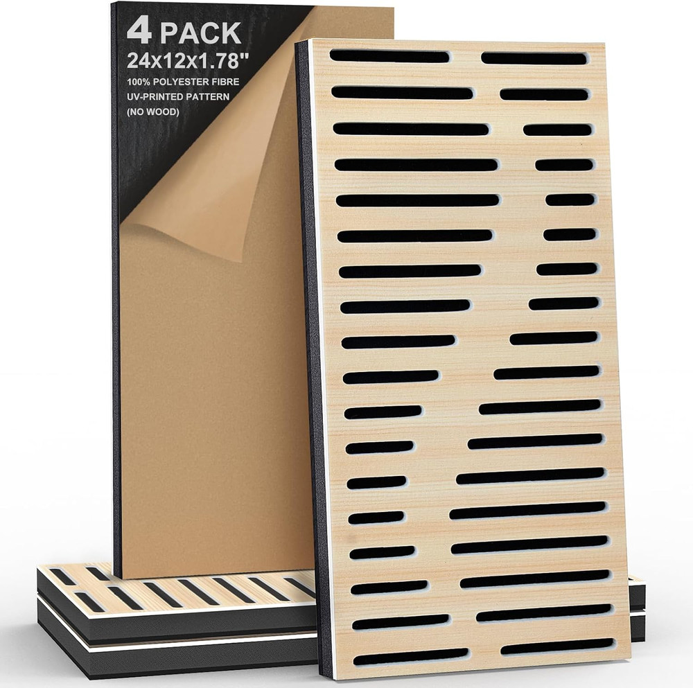 4Pack Self-Adhesive Acoustic Foam Panels for Soundproofing & Decoration