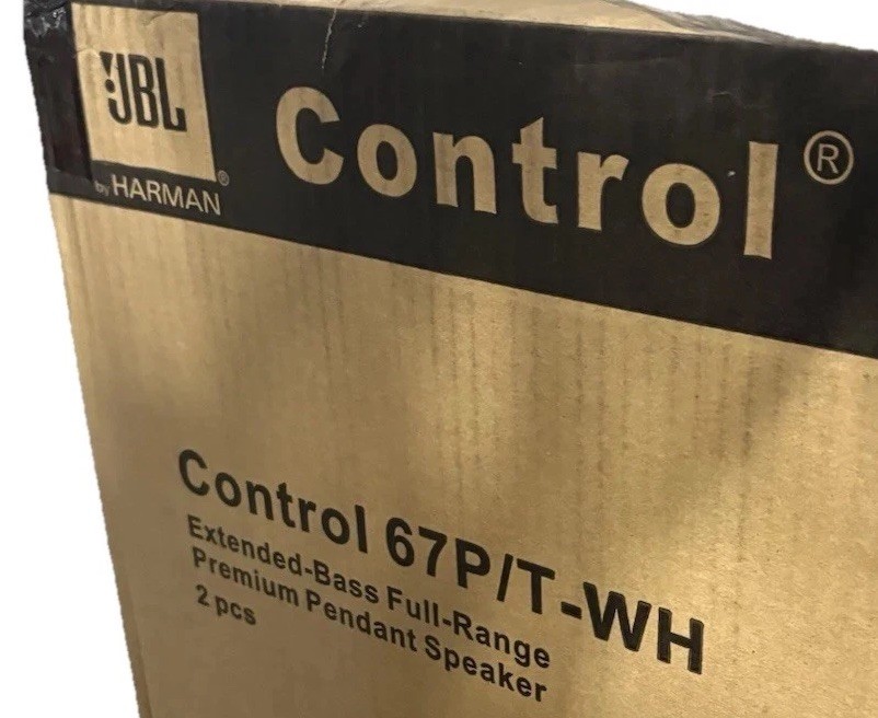 New JBL Control 67P/T-WH Extended-Bass Full-Range Pendant Speaker, White (Pair)