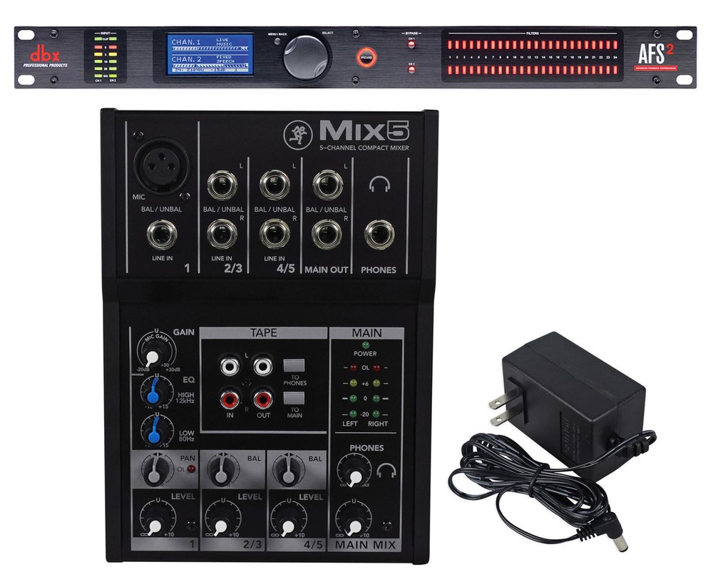 DBX AFS2 Dual Channel Advanced DSP Feedback Suppression Processor+Mackie Mixer