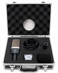 AKG C214 Studio Condenser Microphone Complete Kit w/ Case Shock Mount
