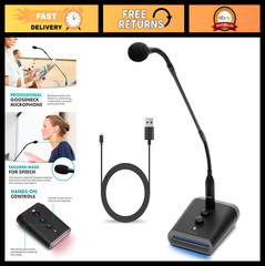 Professional 18″ Gooseneck USB Microphone with RGB Lights, Gain & Mute – Ideal f