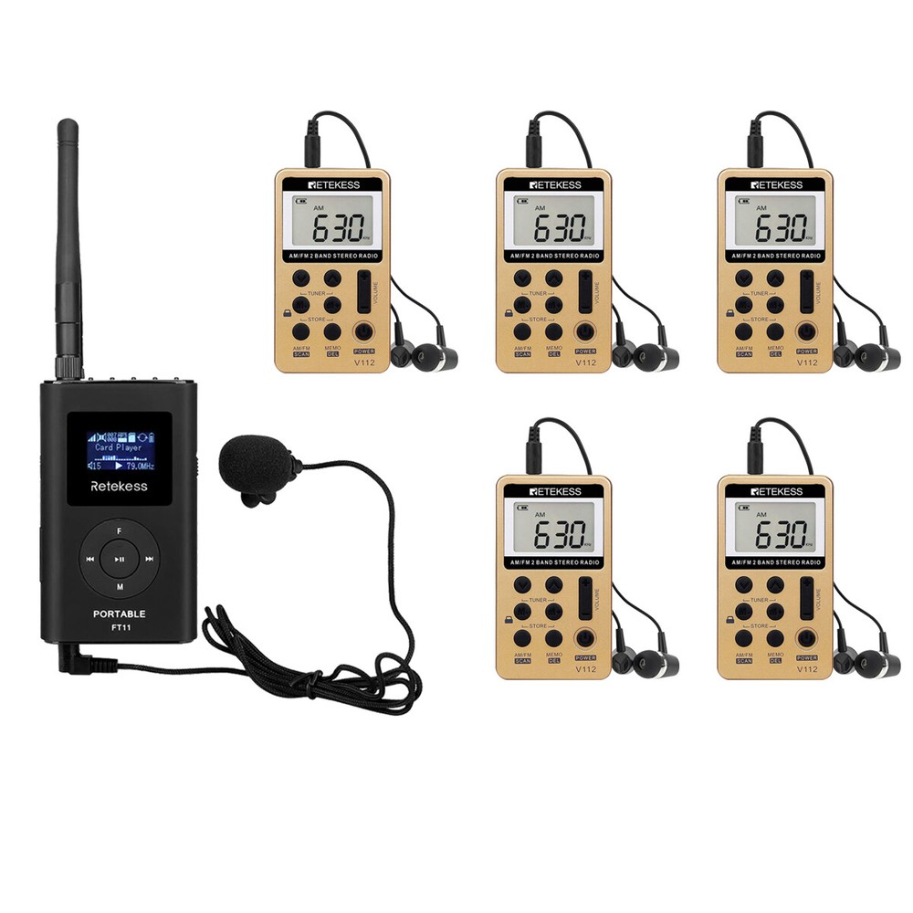 Wireless Tour Guide System Assisted Listening Devices Transmitter 5 Receivers