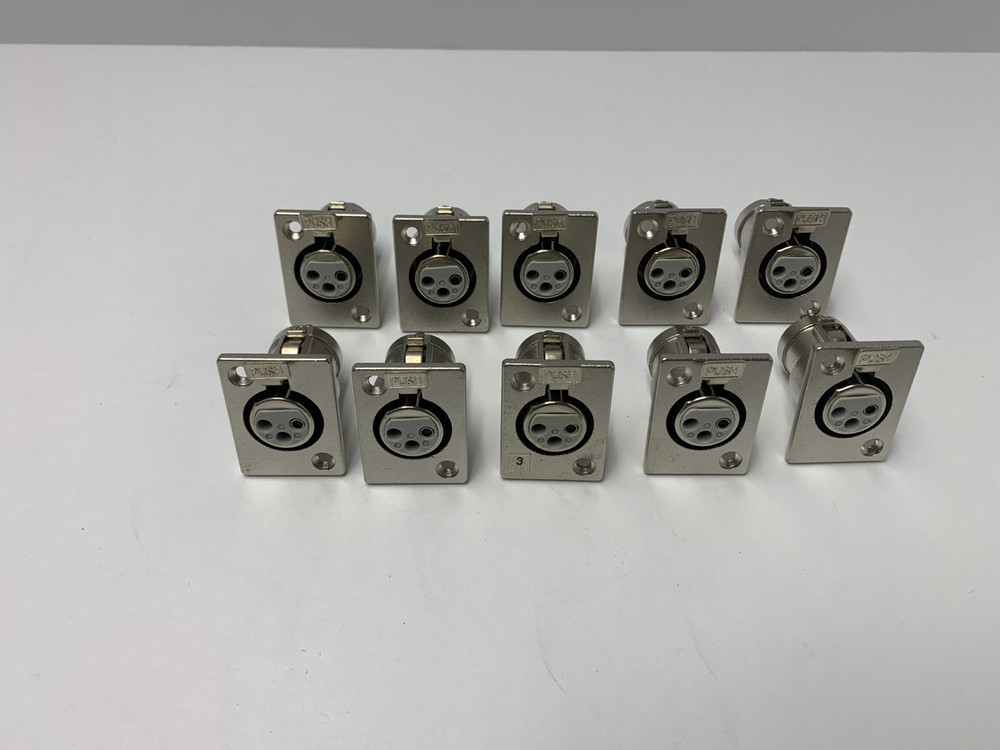(10) XLR 3-Pin Female Metal Panel Mount Audio Connector
