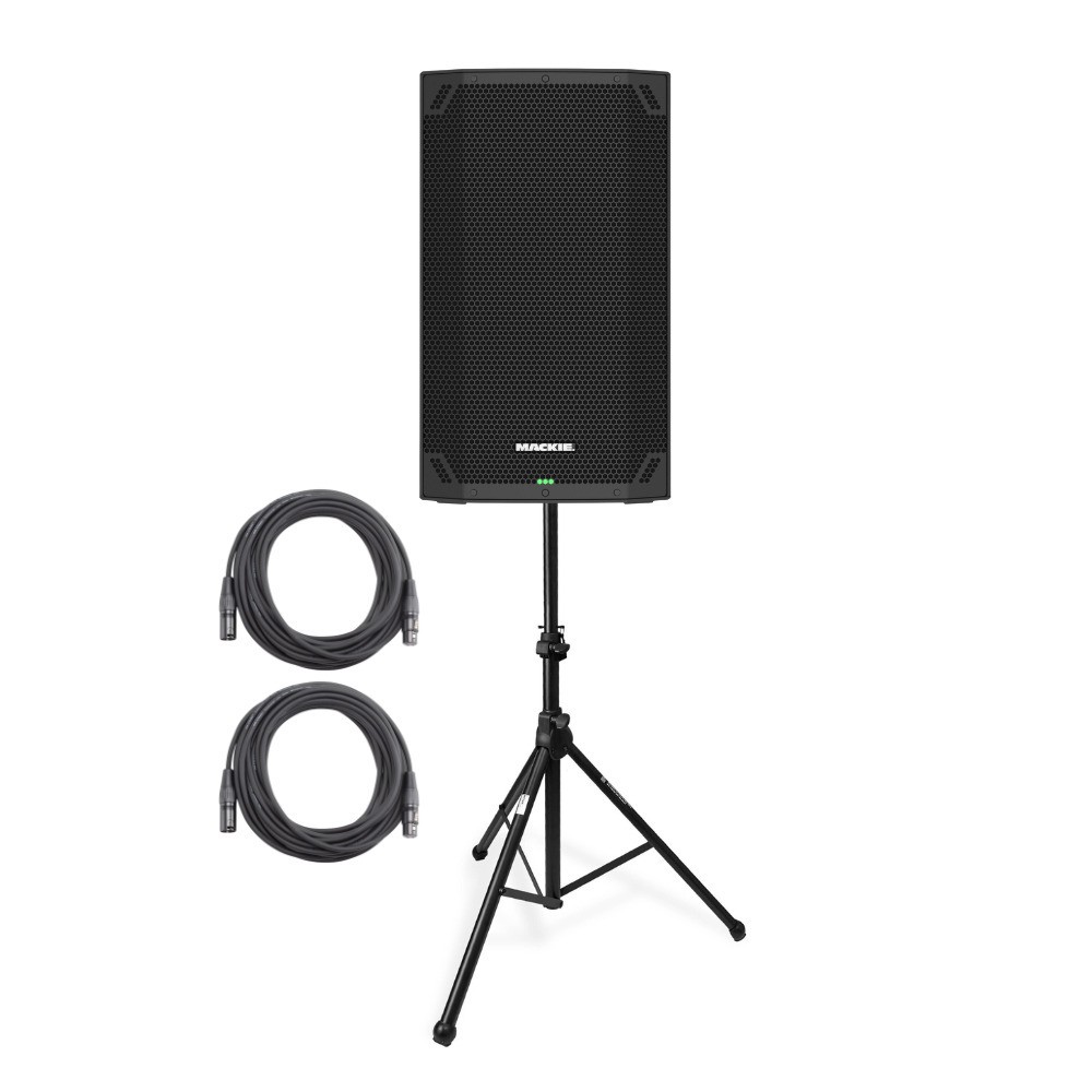 Mackie Thump12v4 12-Inch 1400W Powered Speaker Bundle with Stand and XLR Cables