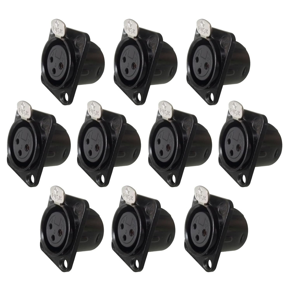 XLR Panel Mount Chassis 3-Pin Nickel Plated Metal with Gold-Plated Contacts