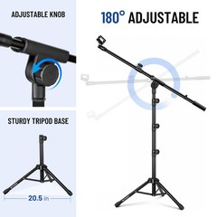 Mic Stand Floor Adjustable – Tripod Boom Arm Microphone Stand with Carrying B…