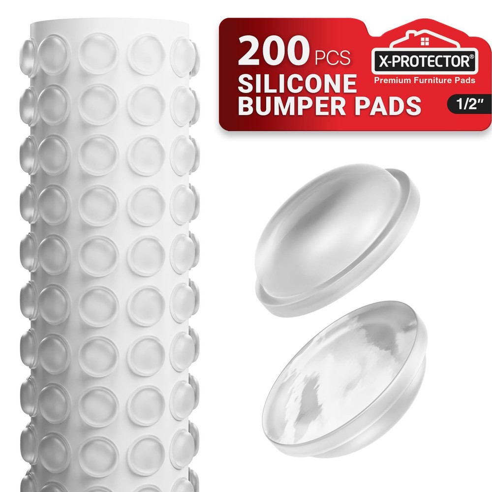Cabinet Door Bumpers 200 PCS – 1/2″ Silicone Clear Bumpers – Ideal Cabinet Bu…