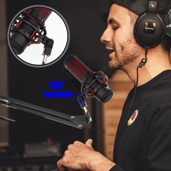 Microphone Mount Adapter for Hyperx Quadcast with 3/8″ or 1/4″ Screw M, black
