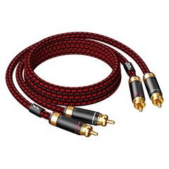 Primeda Auidophile 2RCA Male to Stereo Audio Cable,Gold 3 Feet, Red