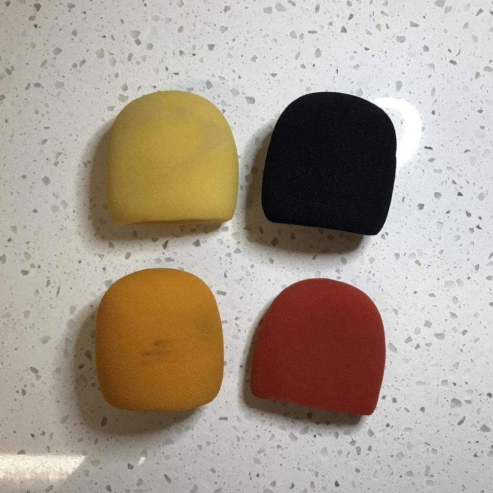 Set Of 4 Used Sponge Handheld Microphone Hoods – Yellow Orange Black Red