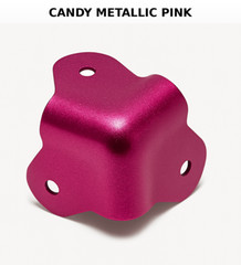 8x Candy Metallic Pink 3-Hole Corners – Powder Coated Steel for Cases & Amps