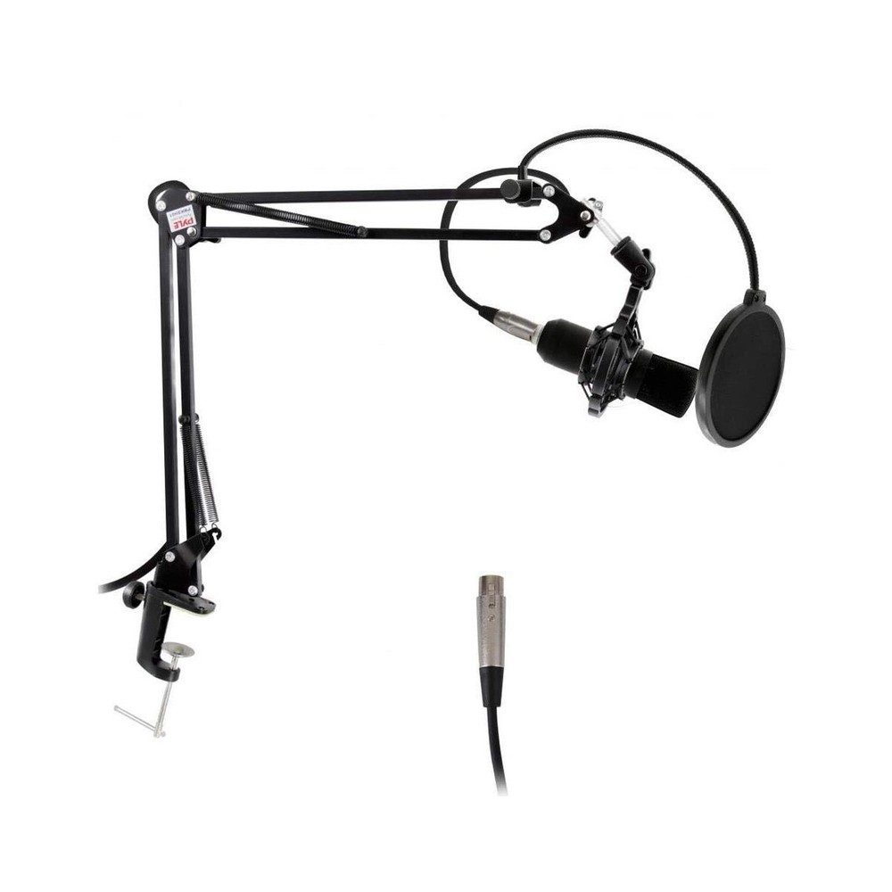 Pyle Suspension Microphone Boom Stand, Simple Clamp-Style Installation, Deskt…