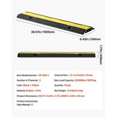 Uimoso Rubber Cable Ramp with 2 Channels, 22000 lbs/axle Capacity