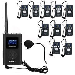 Wireless Tour Guide Audio System Mic Transmitter 10 Receivers for Meeting Church