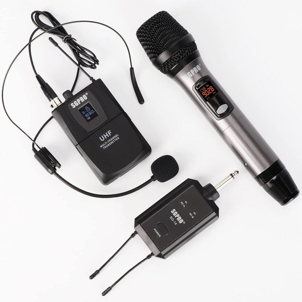 Wireless Microphone Set with Receiver, Mute & Battery Indicator for All Events