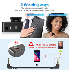 Wireless Lavalier Microphone, Lapel Microphone for DSLR Camera with OLED Display