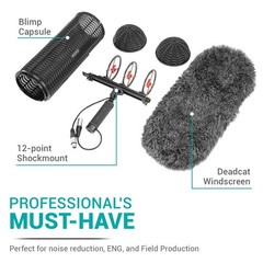 Wind & Vibration Protection System for Shotgun Microphones – 12-point Shockmount
