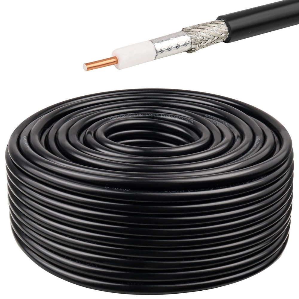 MOOKEERF KMR400 Coaxial Cable 100ft,50 ohm Low Loss 100FT, Black