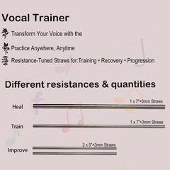 Singing Straw Vocal Trainer Kit – 4 Metal Straws SOVT Tool with Cleaning Brus…