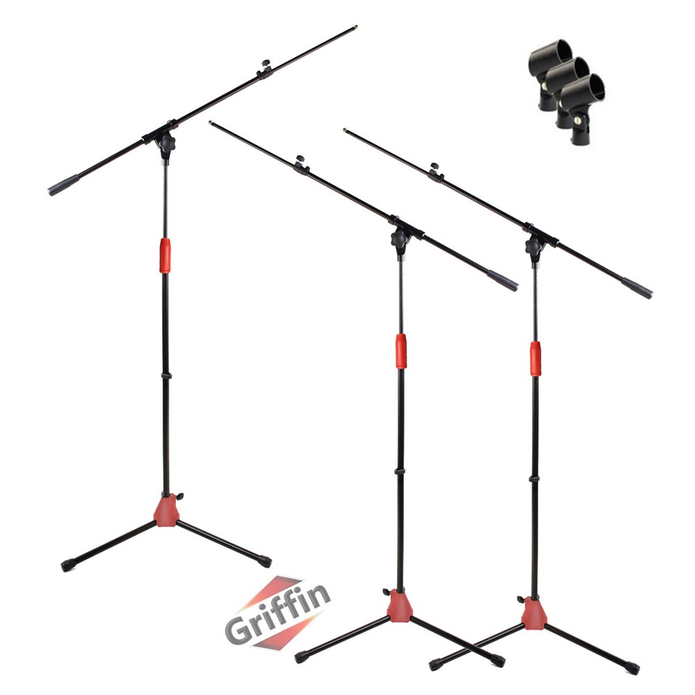 Microphone Boom Stand 3 PACK – GRIFFIN Telescoping Boom Tripod Studio Stage Mic