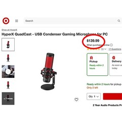 New HyperX QuadCast USB Condenser Gaming Microphone with 3 Year Protection Plan