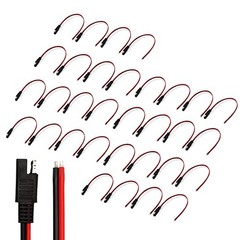 Bates- SAE Connector Cable, 12 Inch, 32 Pack, 14 AWG, 2 Pin Single Plug Quick