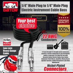 1/4” to 1/4” Male Mono Plug Cable Wire Cord Guitar Bass Instrument DJ Mixer