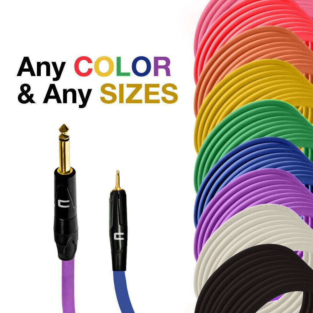 1/4″ TS Male to 3.5 TS Unbalanced Cable – Custom Length, Color Professional Cord