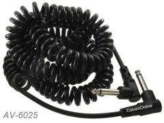 25ft Right-Angle 1/4″ Mono Male to Male Shielded Coiled Instrument Cable