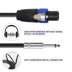 50 Feet Speakon to 1/4″ Cable – 50 FT Speak-On Male to 1/4 inch TS Male Wire …