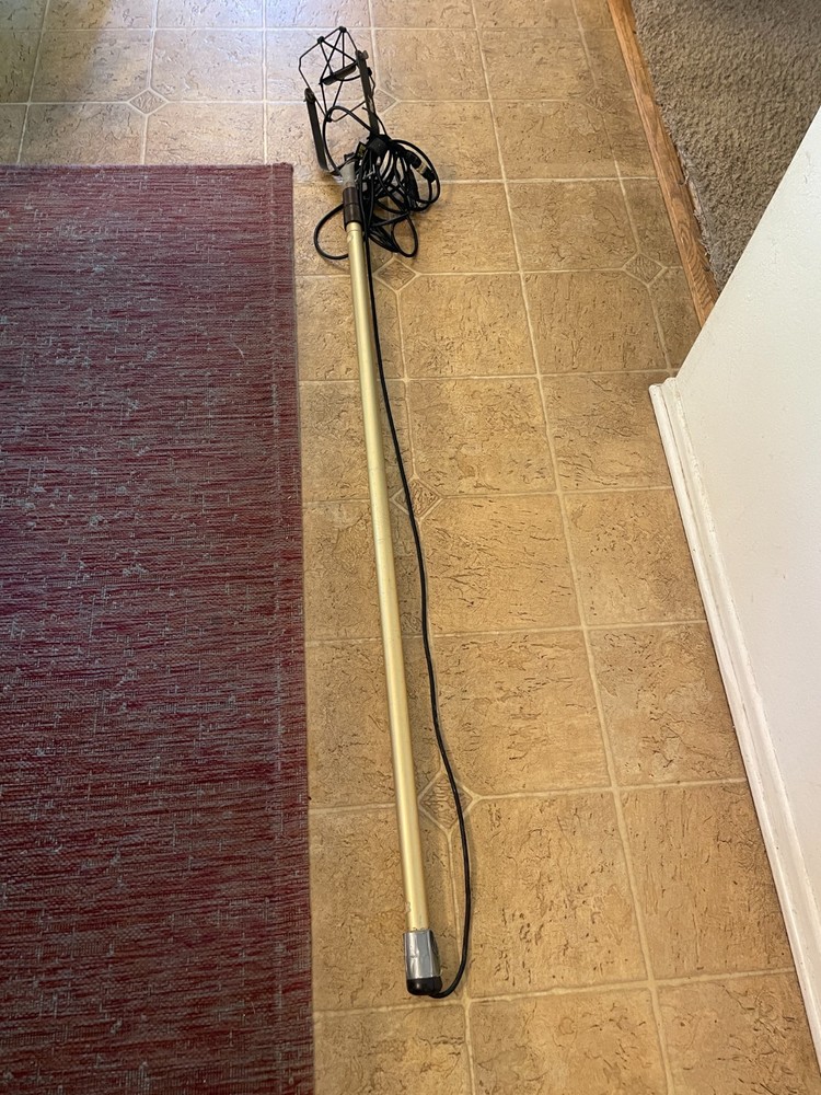 Aluminum Sound boom with microphone shock mount. 6′ to 12′ 3″ fully extended.