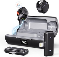 Moman Wireless Lavalier Microphone Noise Cancellation for Lightning/USB-C Phone